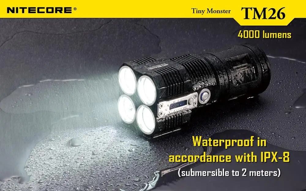 Nitecore TM26 Поиск фонарик 4 * Cree Xml2 Led 4000 мороза люмен 454 м расстояние Oled Дисплей свет 4*18650 Батарея