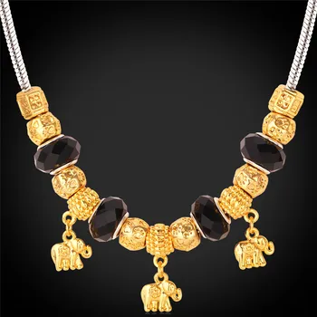

DIY Necklace For Women Gold Color Crystal Glass Bead European Charms Necklace Statement Necklace Jewelry N867