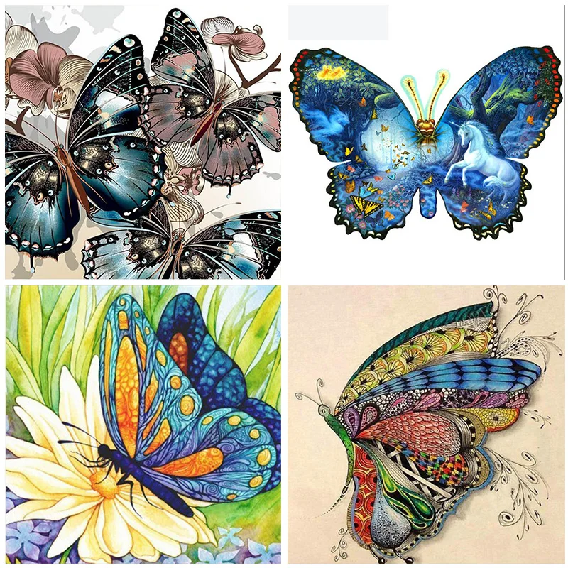 

Butterfly Pattern Diamond Painting Round Drill Embroidery 5D DIY Animal Home Decoration Mosaic Crystal Cross Stitch Handmade