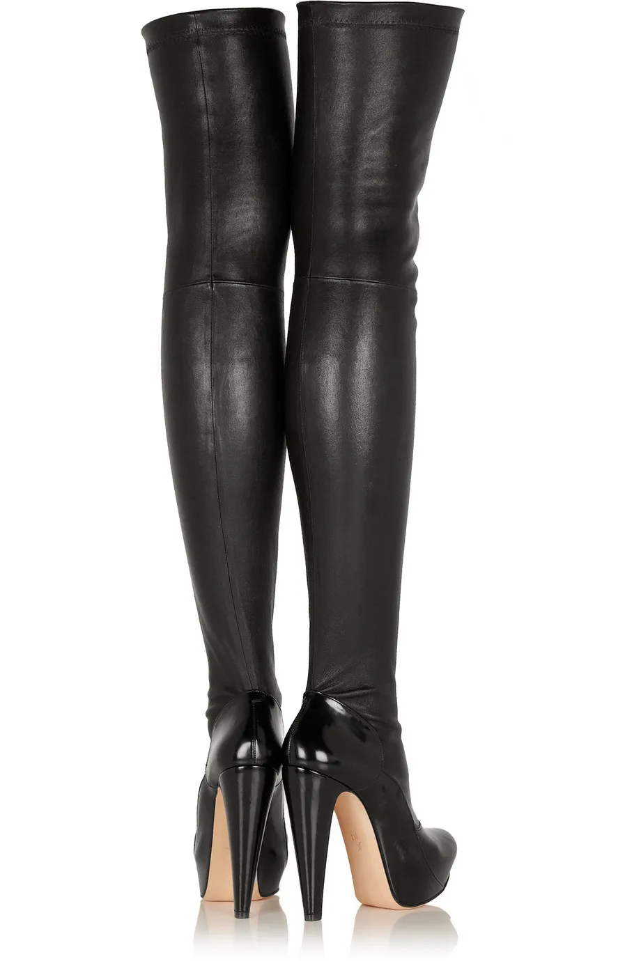 Stretch Leather Thigh High Boots - Yu Boots