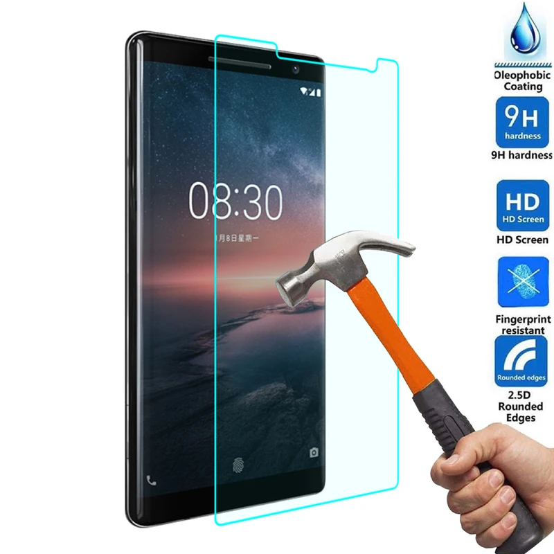 

2 Pcs Screen Protector For Glass Nokia1 2 Tempered Glass For Nokia 8 sirocco Glass Protective Phone Film For Nokia7 Glass