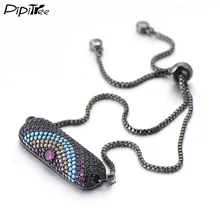 Pipitree, кубический цирконий, кристалл, карандаш для глаз, браслет для мужчин и женщин, черная цепочка, браслеты с подвесками, модное ювелирное изделие