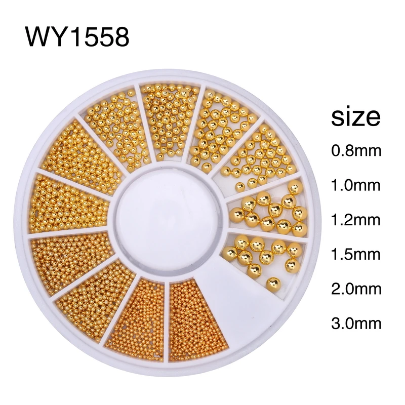 Розовое золото ноготь маникюрный-разные размеры художественная Икра металлическая бусина мини стальной шар амулеты ювелирные изделия в колесиках для маникюра DIY Дизайн ногтей украшения