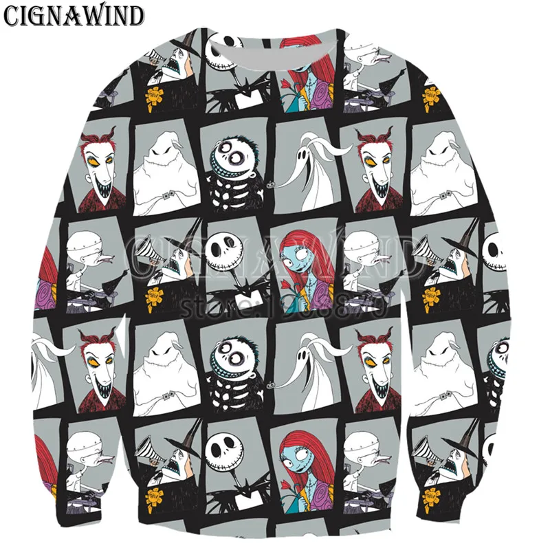 

New arrive popular Jack skellington nightmare before christmas sweatshirt 3D print Novelty fashion harajuku style streetwear top
