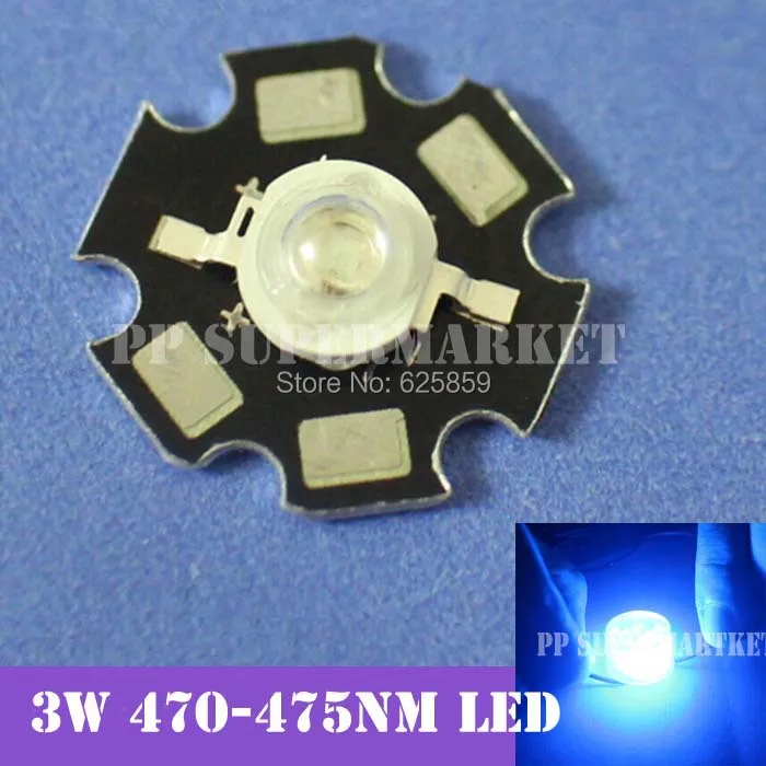 

Free shipping 20pcs 3W Cool Blue 470nm High Power LED for plant grow light