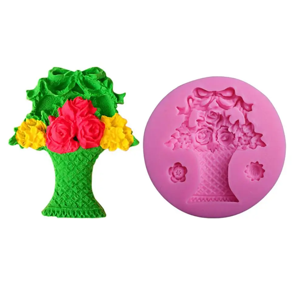 

DIY Silicone Mold Flower basket shape Cake Clay Craft Scented Candle Gypsum Silicone Candy Chocolate Baking Molds