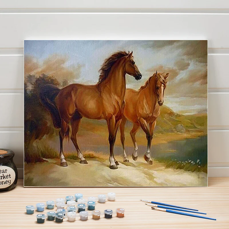 

Paint By Number Package Animals Horse DIY Painting On Canvas Acrylic Color Art Wall Pictures For Living Room Home Decor Drawing
