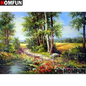 

HOMFUN Full Square/Round Drill 5D DIY Diamond Painting "Tree scenery" Embroidery Cross Stitch 3D Home Decor Gift A17525