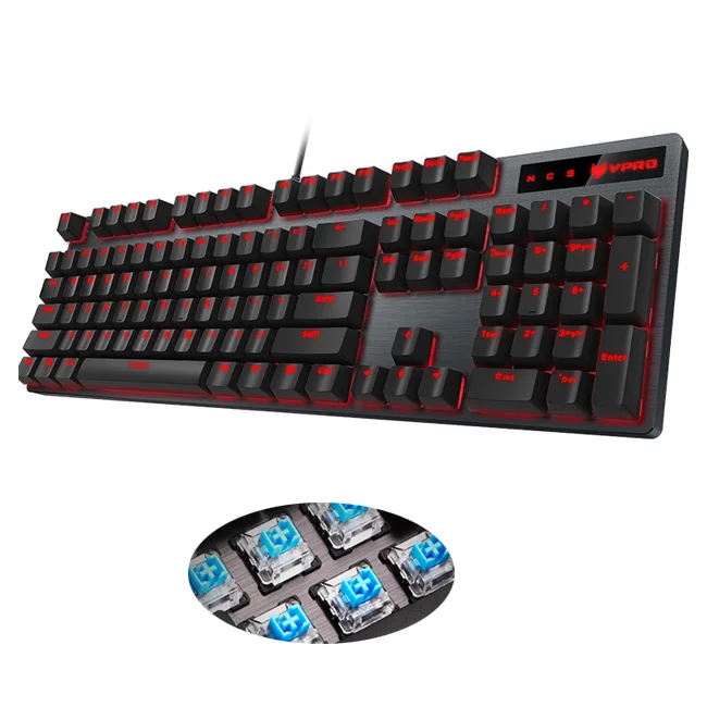 Игровая механическая клавиатура Rapoo V580 с 104 клавишами, двойной цветной впрыск, проводная клавиатура с подсветкой - Цвет: Rapoo V580