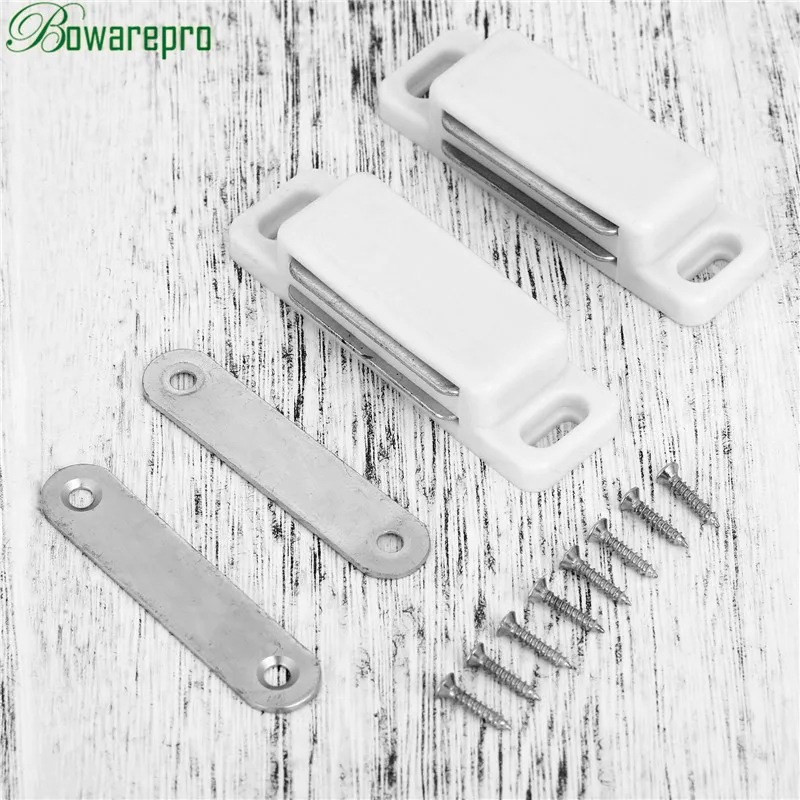 bowarepro 74*23MM Magnetic Door Catches Cupboard Wardrobe Magnetic Cabinet Latch Catches Stop Stoppers Self-Aligning Magnet 2pcs