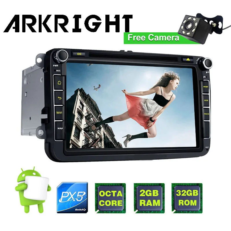 

New Arrival 8'' 2Din Car Radio Andriod 8.0 HD GPS Navigation For VW Skoda Golf Support Steering Wheel Control Multimedia Player