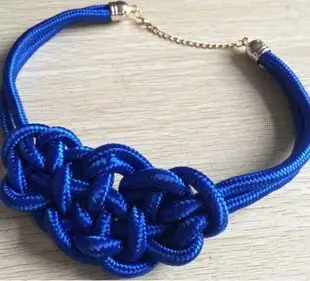 Горячее предложение, модное ожерелье-чокер с кулоном, разноцветное креативное женское хлопковое ручное плетение, ювелирное изделие, очаровательное китайское ожерелье с узлом - Окраска металла: royal blue