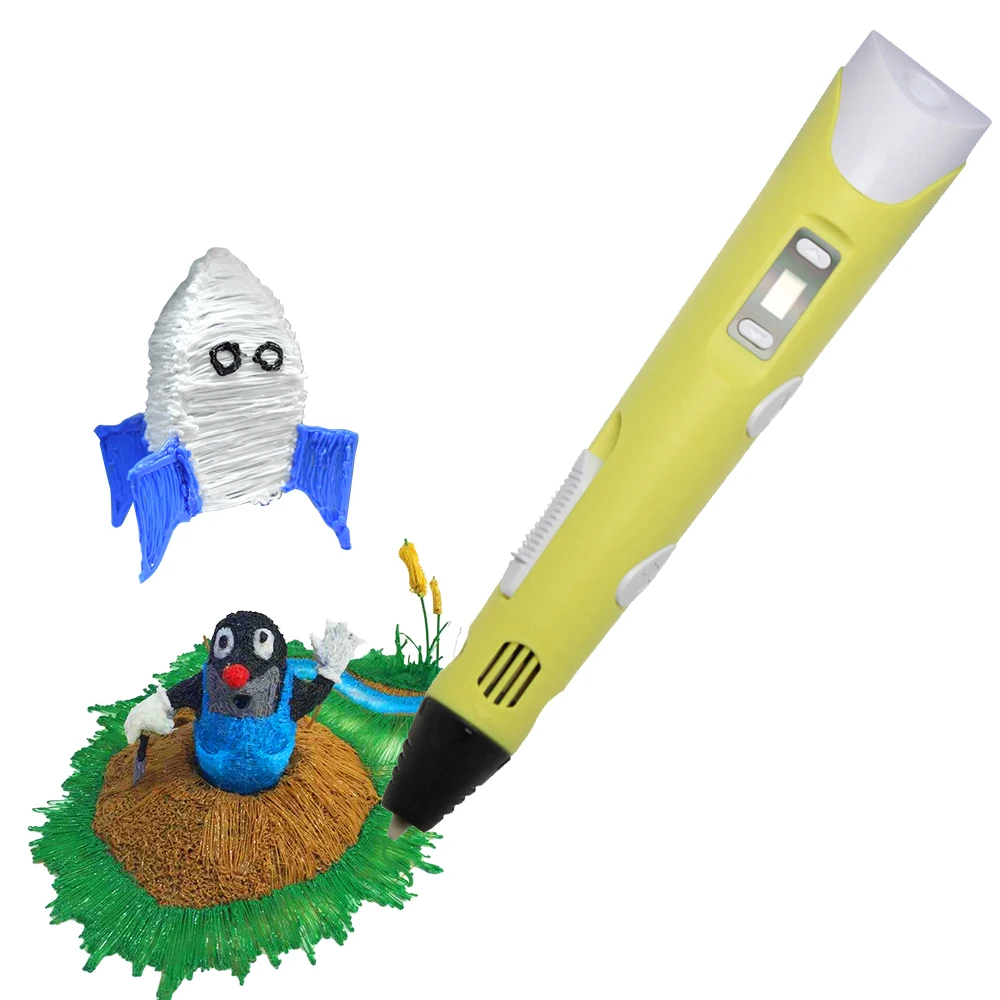 ABS/PLA DIY 3D ручка для печати светодиодный/ЖК-экран 3D Ручка для рисования+ 100 м нить креативная игрушка подарок для детей дизайн рисунок