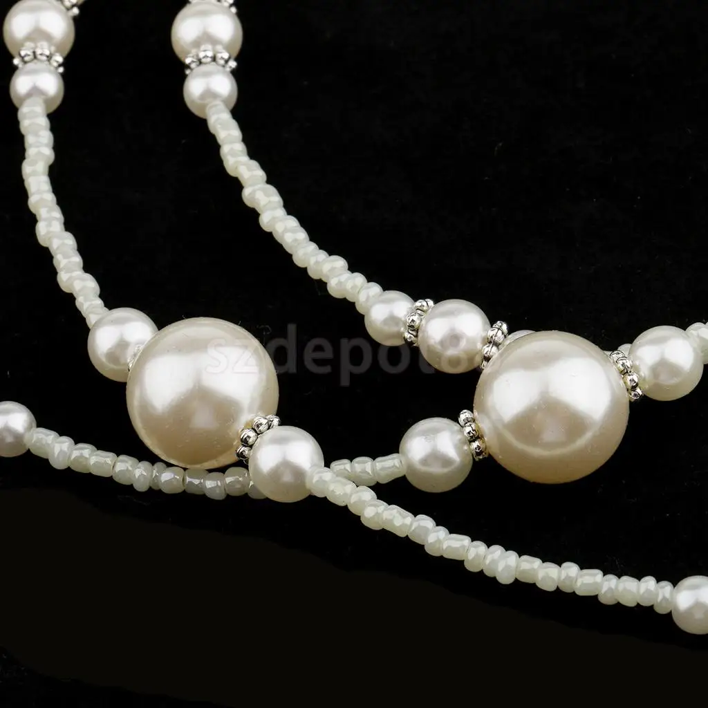 2pcs Sunglasses Chain Reading White Beaded Pearl Glasses Chain Eyewear Neck Lanyard Non-Slip Eyeglasses Holder Strap 