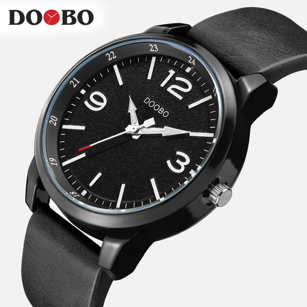 

DOOBO Men Watches Top Brand Luxury Black Male Watch Fashion Leather Strap Outdoor Casual Sport Wristwatch With Big Dial D028