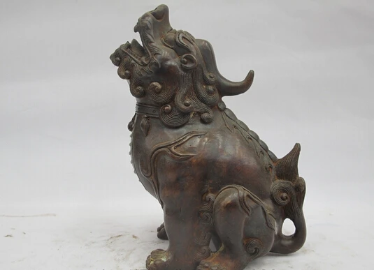 

wholesale factory Chinese Folk Bronze Copper Dragon Kylin Kirin PiXiu Avoid Evil Beast Statue