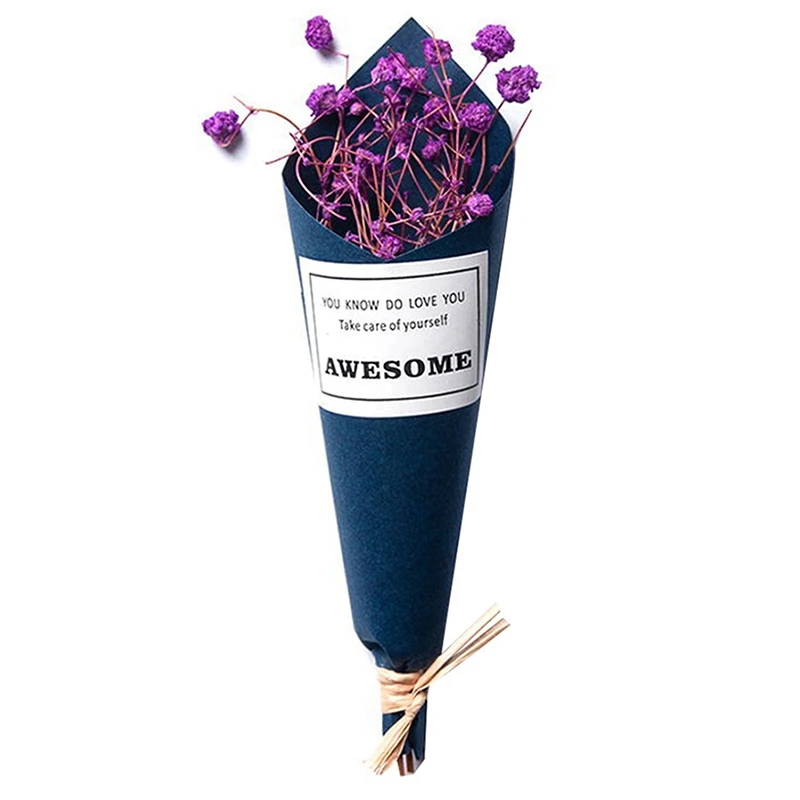 Purple 10Pcs New Mini Dried Flowers Bouquet Wedding Decorations Creative Valentine'S Day Girls Gifts Home Decoration Photographing Bo - Цвет: Purple