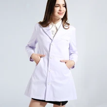 Женские лабораторные пальто, Классическая медицинская рабочая куртка, длинный рукав, пуговицы спереди, больничные пальто, зубчатые лацканы, доктор, медсестры, белая куртка