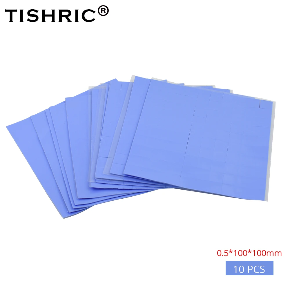 

TISHRIC 10pcs 100*100*0.5mm Conductive Silicone GPU CPU Thermal Pads 0.5mm heatsink heat sink Grease Adhesive PC Fan Cooler