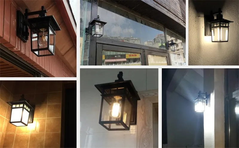 Lâmpada de Parede Luzes do Jardim ao ar Portão do Jardim Lâmpadas de Parede Luzes da Varanda Lanterna à Prova Livre Decoração Pátio Corredor Água Preta d' 12 Luminárias de parede externas