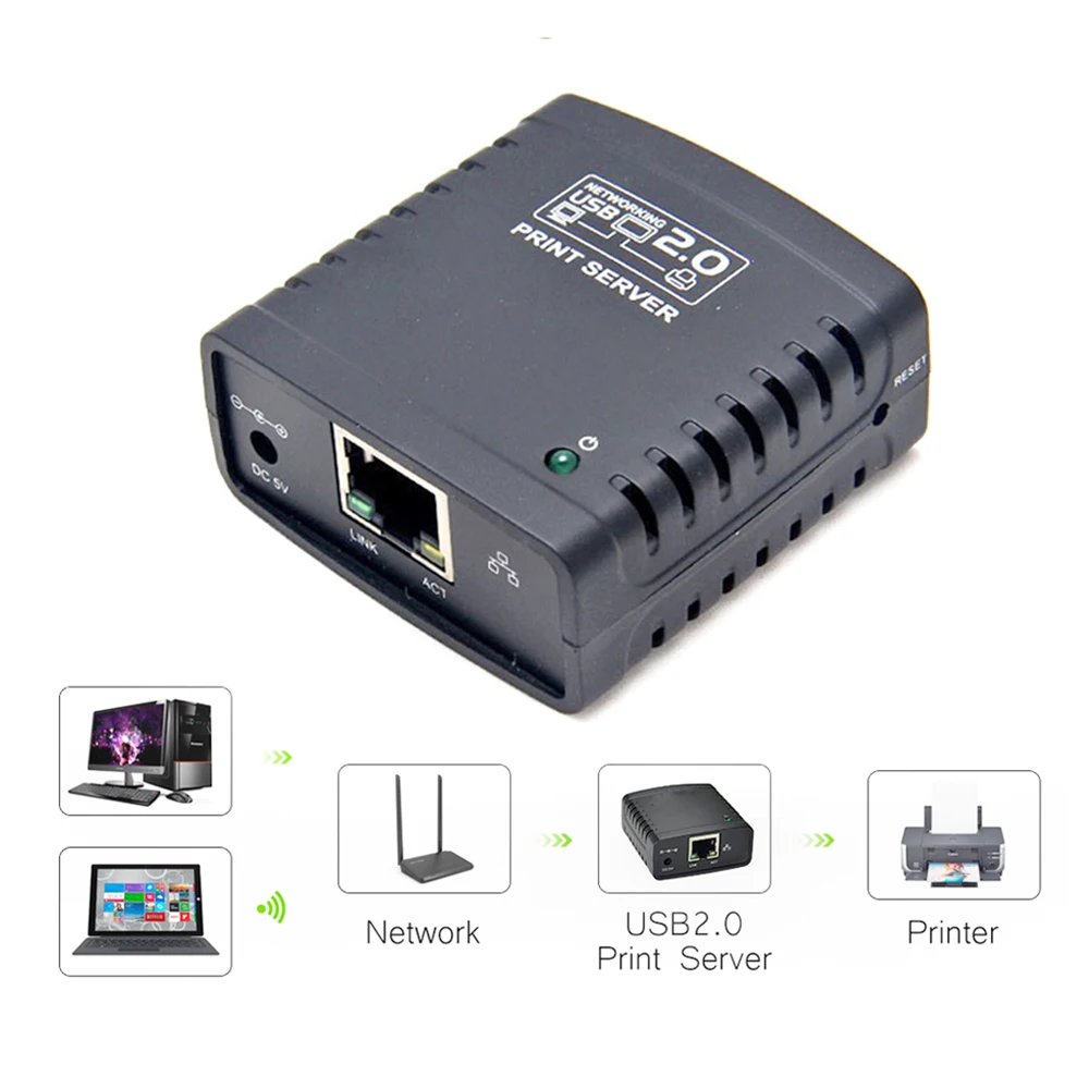 Usb 2.0 Lrp Print Server Compartilhar Uma Impressora de Rede Lan Ethernet Adaptador de Energia Hub Usb 100mbps Network Print Server