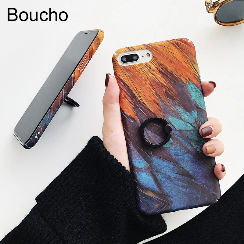 Чехол Boucho с цветными перьями для iphone XS MAX XR X чехол телефона цветопередачей s 6 S 7 8