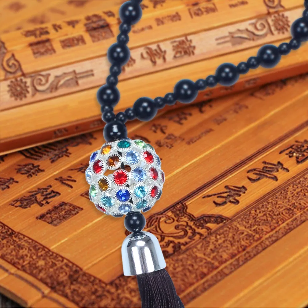 1 X Car Rearview Mirror Hanging Ornament Home Interior Decor Buddha Beads Crystal Ball Lucky Charm Pendant Hangings For Handbag (7)