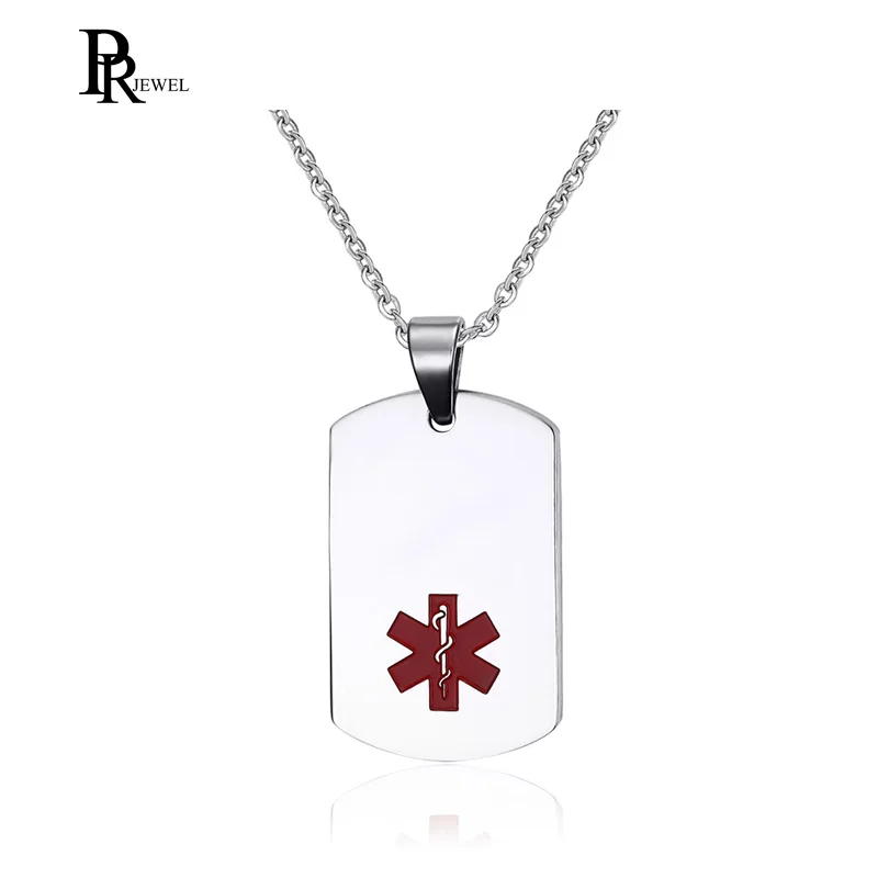 

Unisex Stainless Steel Medical Alert ID Dog tag Pendant Men and Women Accept Customized DIY Free Engraving