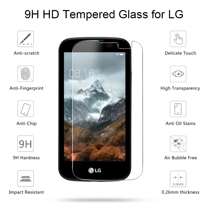 9H HD закаленное стекло для LG K3 K5 закаленное стекло для экрана для LG K5 K7 жесткая Передняя пленка Защитное стекло для LG K8 K9