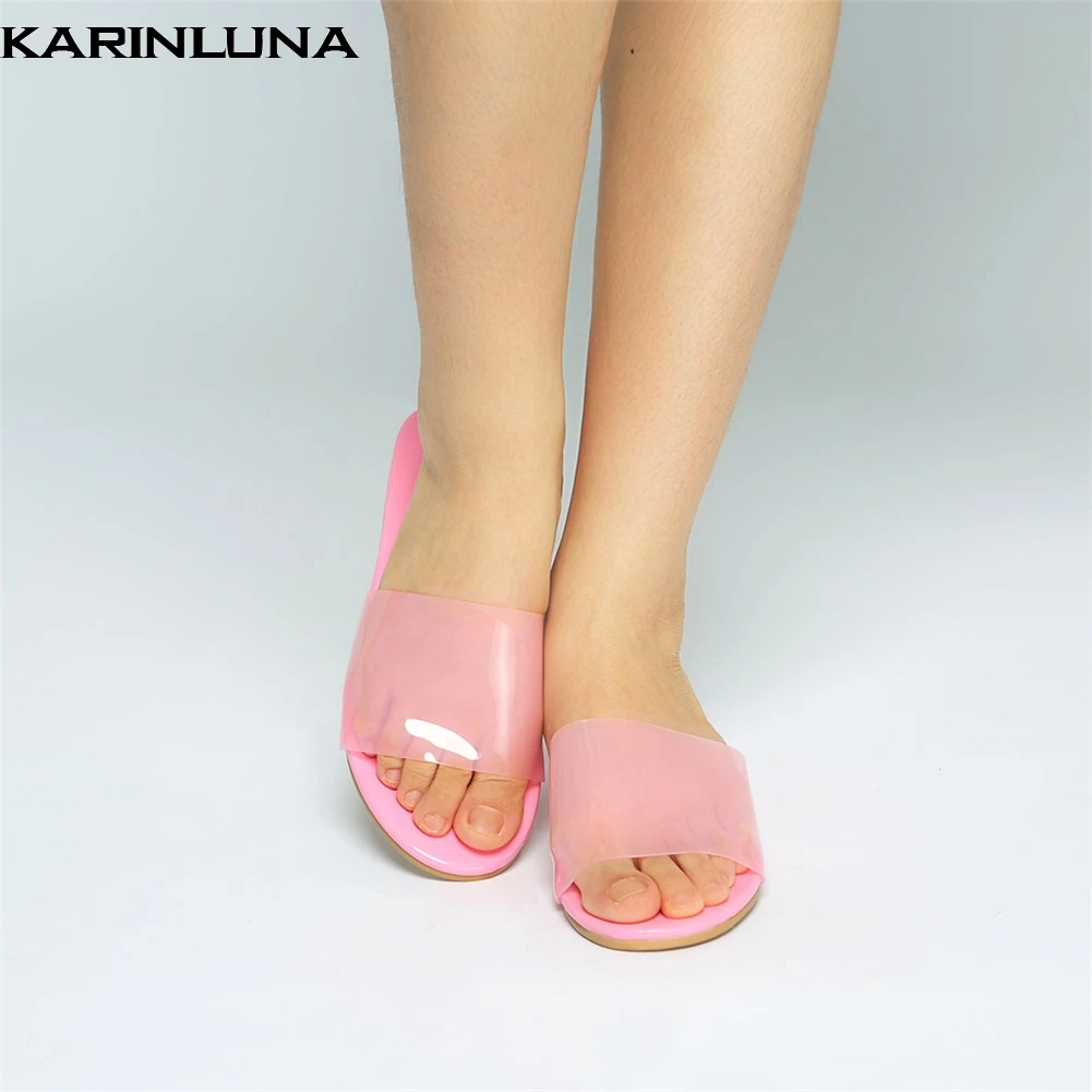 

Karinluna Luxury Large Size 47 Customized Leisure Top Quality PVC Women Shoes Woman Summer Wedges Slippers flip&flops