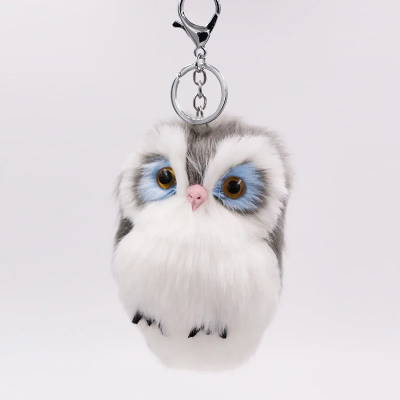 

Mini Plush Real Life owl Fur Ball keychain Cute Fashion Kids Plush Dolls Pom Pom Soft fluffy Charm Baby For Girls Women gift
