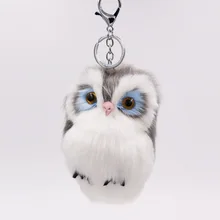 Mini Plush Real Life owl Fur Ball keychain Cute Fashion Kids Plush Dolls Pom Pom Soft fluffy Charm Baby For Girls Women gift