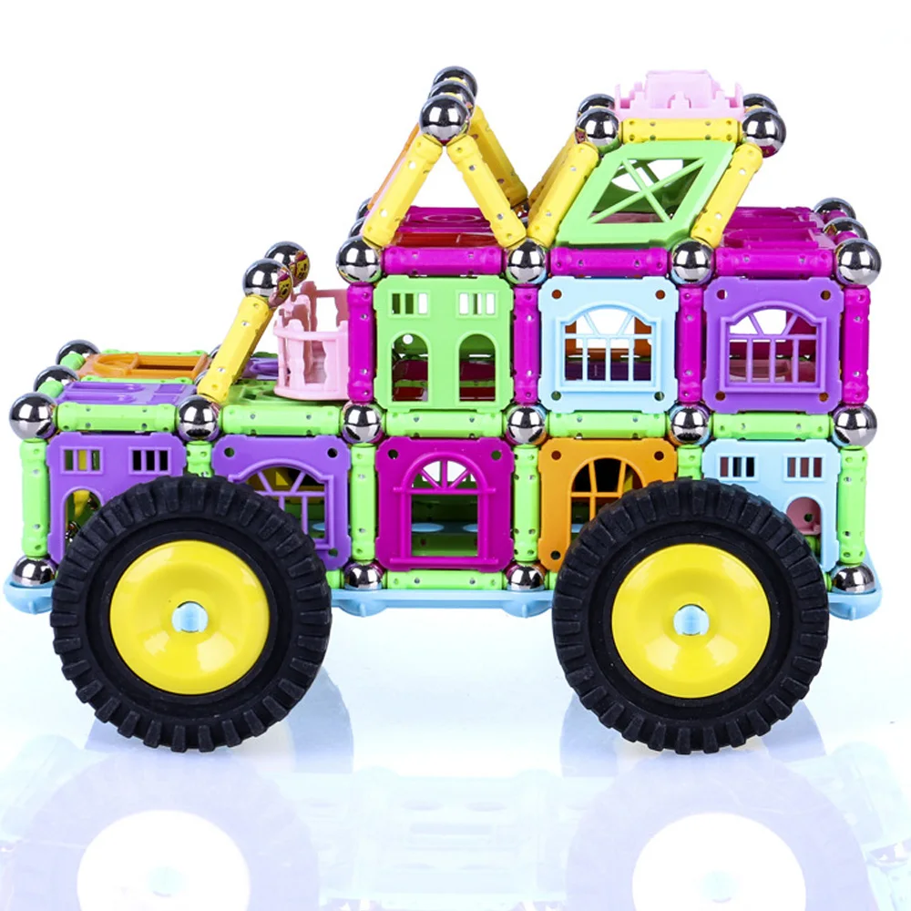 268 шт. магнитные строительные блоки магнитные стержни металлические шары Магнитный строительный Набор Развивающие игрушки для детей Подарки