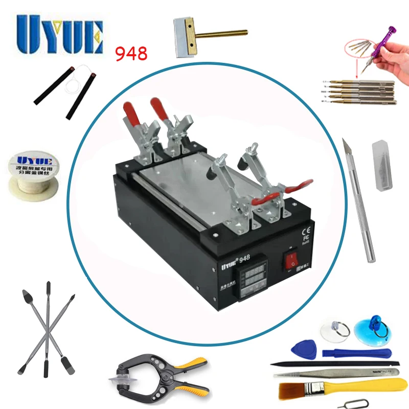UYUE 7 inch LCD Hand tool Repair Split Machine Black Metal Touch Glass Panel Screen Separator