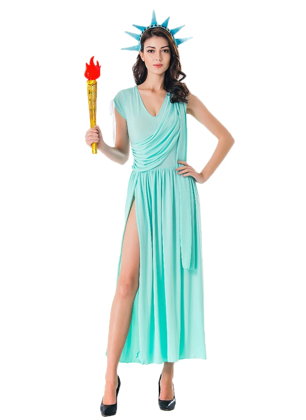 Womens Statue Of Liberty Fancy Dress Outfit America Costume Novelty USA 4th July 