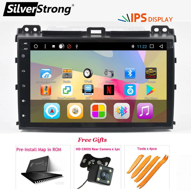 Silverstrong 2Din ips Android8.1 gps автомобильный радиоприёмник для TOYOTA Prado 120 LEXUS GX470 автомобиля