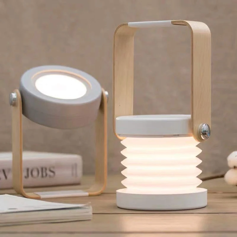 

Portable Foldable Touch Dimmable LED Night Light Reading Lantern Lamp wooden handle USB Charging Table lights Children Kids Gift