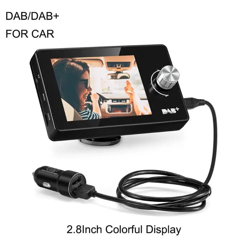 

2.8 inch Color TFT Screen Car DAB+ Radio Receiver DAB Tuner FM Transmitter MP3 Player USB Charger