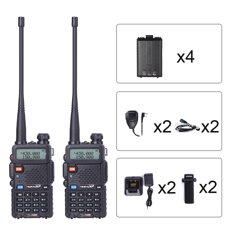 2 шт. Walkie Talkie TID TD-UV5R радиостанции УКВ 136-174 мГц и 400-520 мГц Профессиональный Портативный радиолюбителей два рации 2 шт Рация