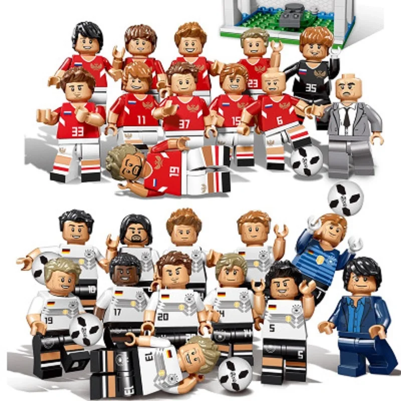 

12Pcs/set Football Building Blocks Action Figures DIY Bricks 2 Kinds Alternative Compatible With Legoings Intelligence Toys