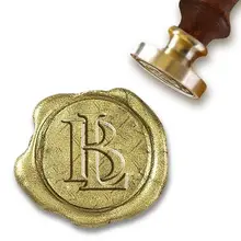 Пользовательские Воск печать с взаимосвязанным инициалы Монограмма-" Круглый Die-Optimus принцепс