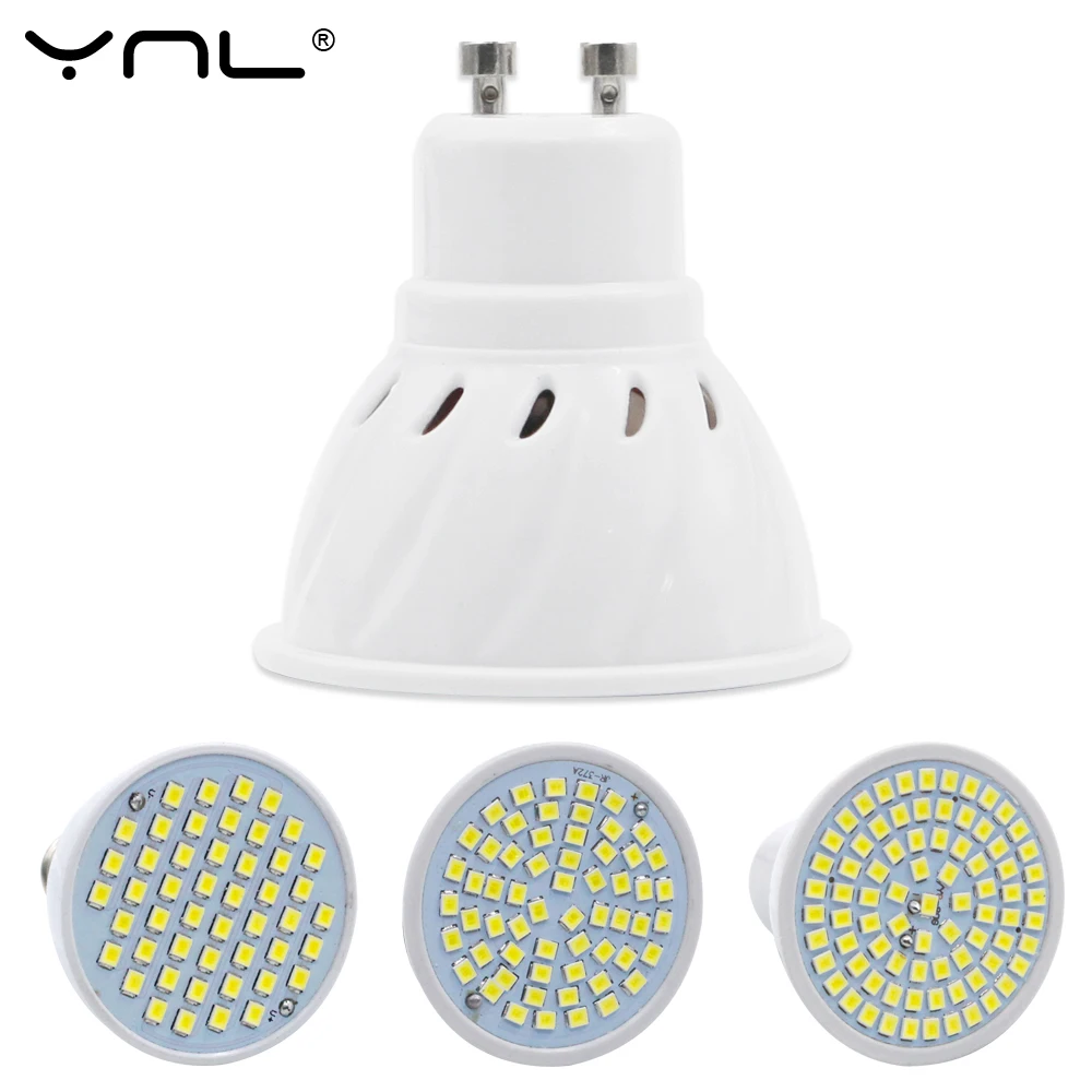 YNL Lampara LED lámpara E27 E14 MR16 GU10 220 V 48LED 60LED 80LED 2835 SMD Bombillas LED bombilla Led Spotlight Lampada LED punto de luz