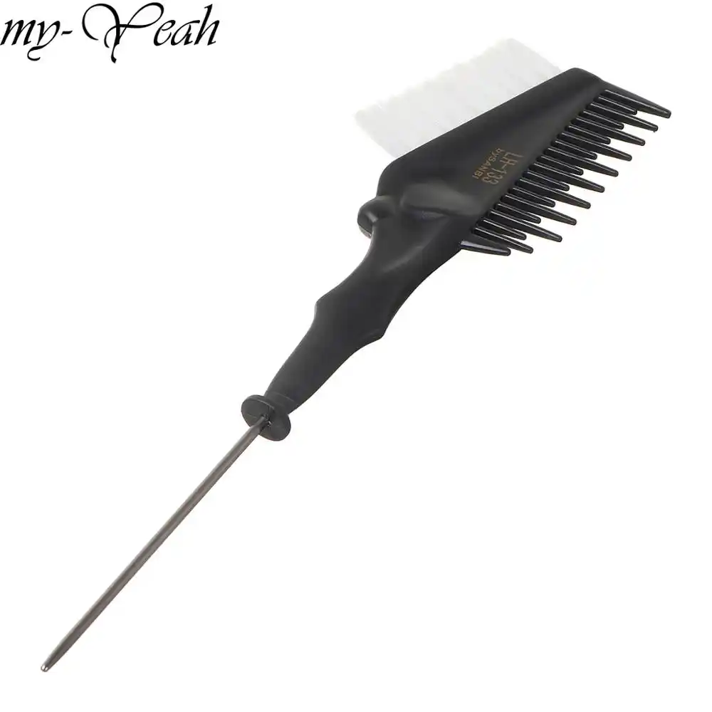 Black Metal End Double Hair Color Highlighting Dye Tint Brush Hair