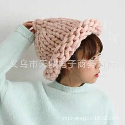 

Fashion Curling hat thick Thread Knitted Hat Children Female Artificial exaggeration Winter Hats Caps Girl Women Knit Beanies