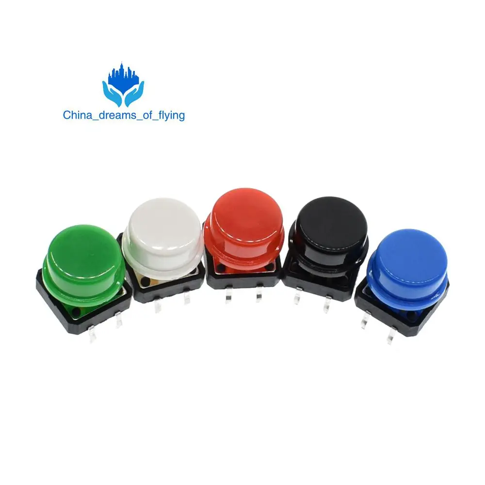 25PCS Tactile Push Button Switch Momentary 12*12*7.3MM Micro switch button + Tact Cap(5 colors) for arduino|button micro|arduino microbutton 3mm |