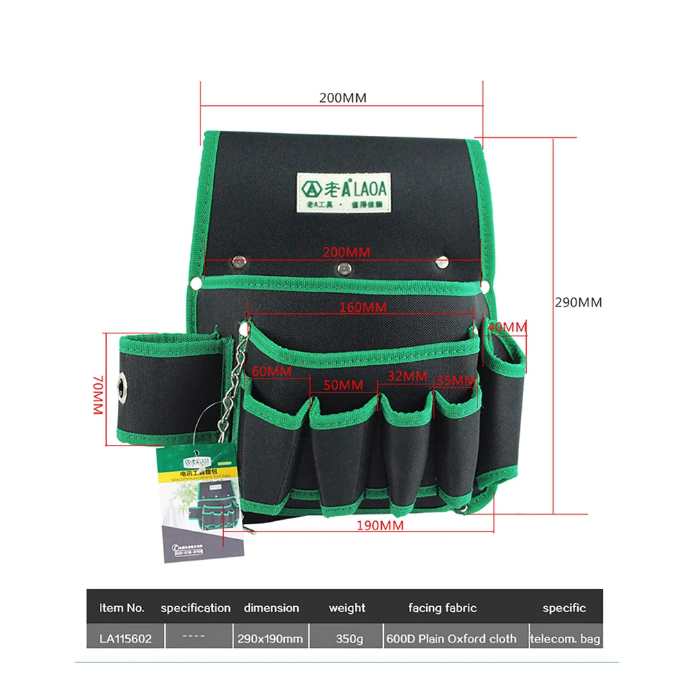 LAOA сумка для инструментов для электрика телекоммуникационный набор сумка для хранения сумка для инструментов для ремонта с поясным ремнем
