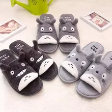 Totoro cartoon opening couple slippers cotton slippers plush home floor coral velvet slippers indoor skid
