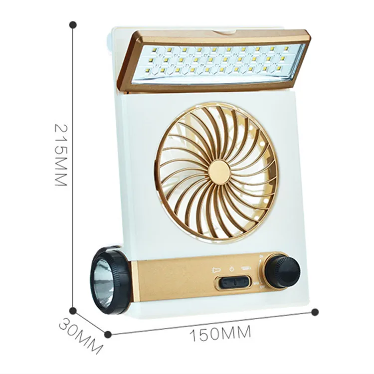 4 in 1 Portable solar 220V electric charging fan 1200mA battery rechargeable fan 5V mini multi