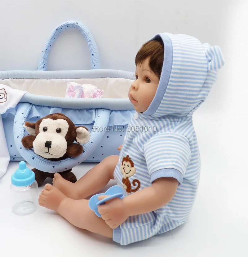 Стиль с плюшевой игрушкой синяя одежда Кукла Adora Милый Хлопок тело силиконовые младенцы для девочки Boneca игрушка подарок