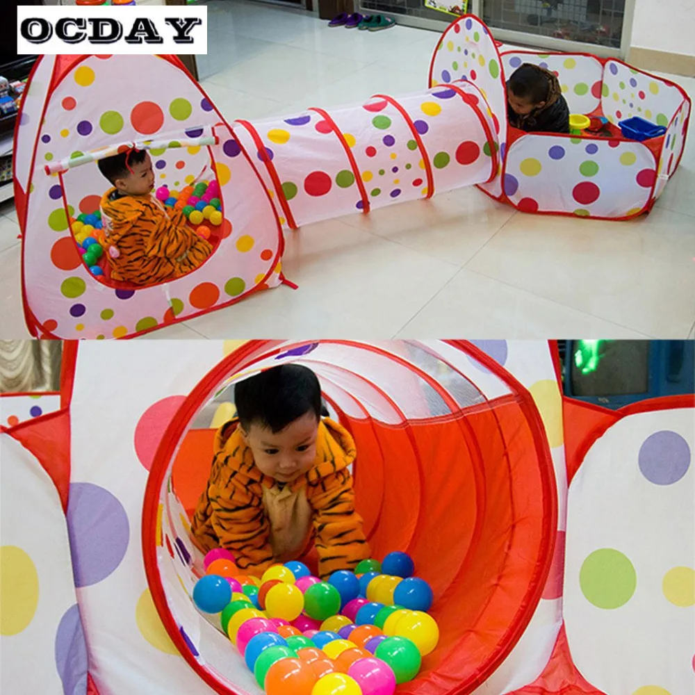 OCDAY 3 в 1 игрушки палатка для детей дети портативный складной всплывающий туннель баскетбольная игра открытый детский домик хижина игрушки игровые палатки